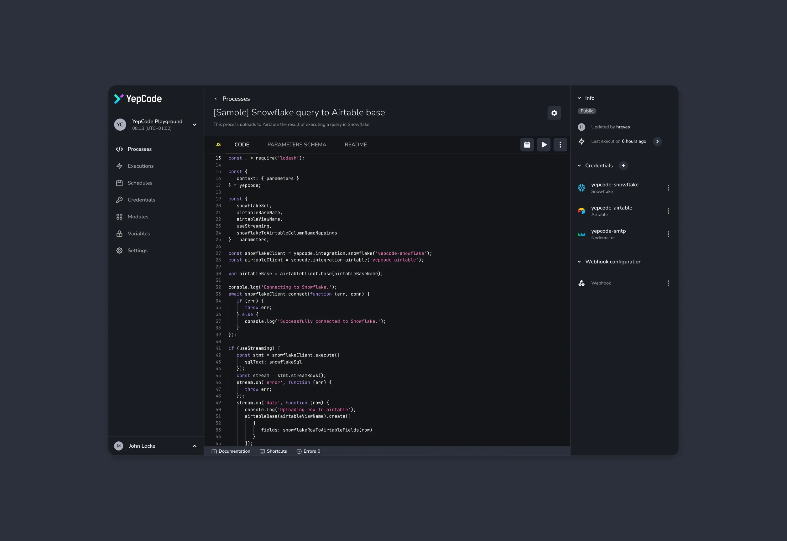 Screenshot of YepCode